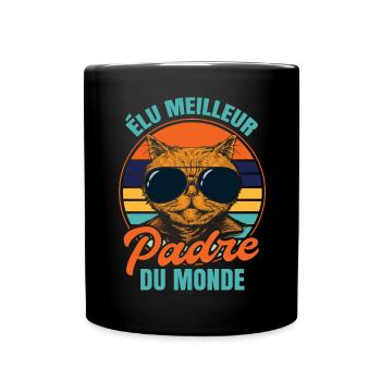Élu meilleur padre propriétaire chats - Mug uni - noir - Devant
