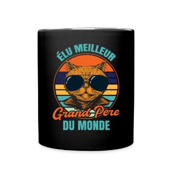 Élu meilleur grand père propriétaire chats - Mug uni - noir - Devant