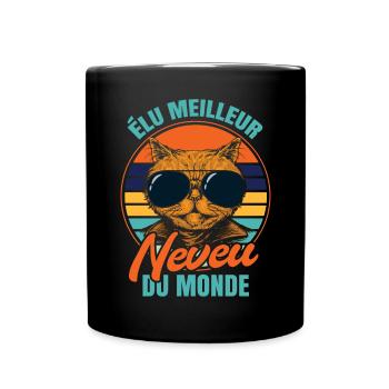 Élu meilleur neveu propriétaire chats - Mug uni - noir - Devant
