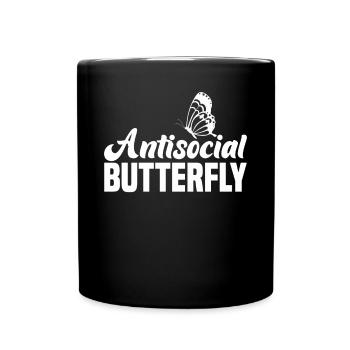 Antisocial Butterfly Introvert Design - Full Colour Mug - black - Front