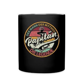 Retro Anker Papa Schiff Papitän Boot Segeln Legend - Tasse einfarbig - Schwarz - Vorne