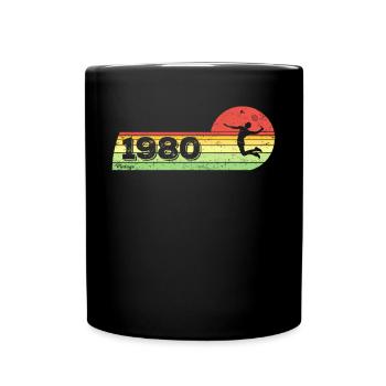 Badminton player born 1980 birthday game - Full Colour Mug - black - Front