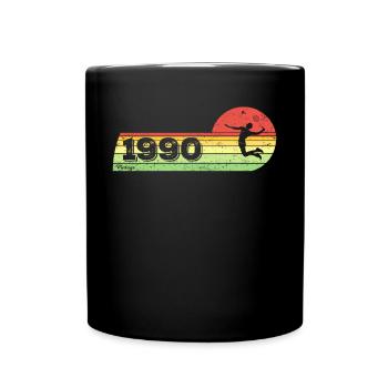 Federball Spieler Jahrgang 1990 Geburtstag game - Tasse einfarbig - Schwarz - Vorne