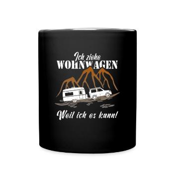 Lustig Wohnwagen Camper Camping - Tasse einfarbig - Schwarz - Vorne
