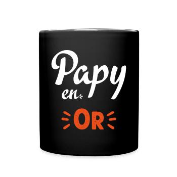 Papy en or humour papy cadeau - Mug uni - noir - Devant