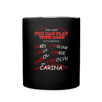 Ich spiele noch mit Autos - Tasse einfarbig - Schwarz - Vorne
