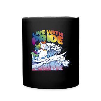LGBTQ Pride Regenbogen Live with Pride - Tasse einfarbig - Schwarz - Vorne
