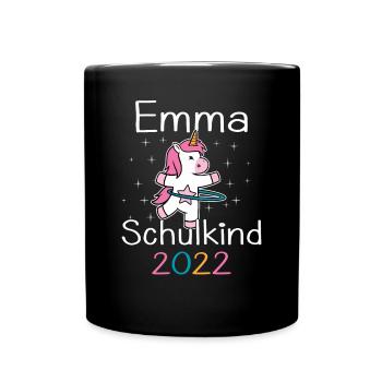 Einschulung 2022 Emma Einhorn Erstklässler 2022 - Tasse einfarbig - Schwarz - Vorne