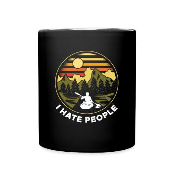 Vintage Retro Kayak Shirt Cadeau Je Déteste les Gens - Mug uni - noir - Devant