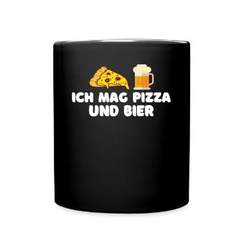 Ich mag Pizza und Bier - Tasse einfarbig - Schwarz - Vorne