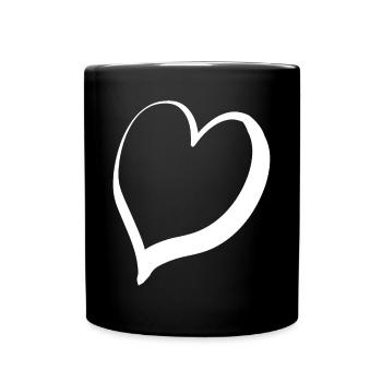 Grand Cœur Blanc - Mug uni - noir - Devant