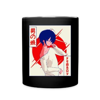 Femboy Anime Young Vaporwave Aesthetic Gift - Full Colour Mug - black - Front