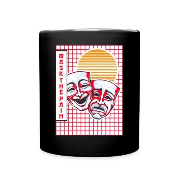 Theater Mask Vaporwave Aesthetic Drama Comedy - Full Colour Mug - black - Front