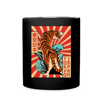 Tiger Tokyo Japon Esthétique Japonaise Affiche Gesch - Mug uni - noir - Devant