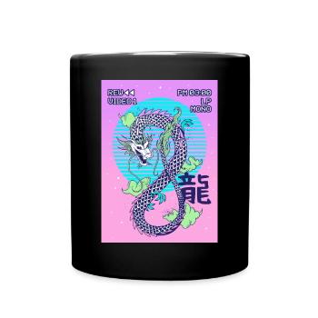 Dragon Japonais Vaporwave Cadeau Esthétique - Mug uni - noir - Devant