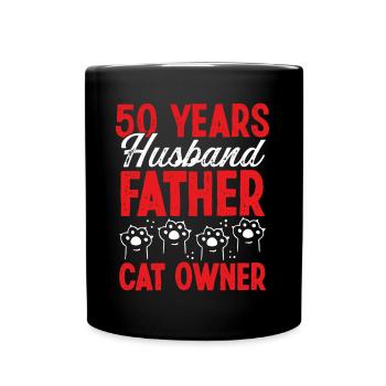 50 Year Old Cat Father Day 50th Birthday Cat Dad - Full Colour Mug - black - Front