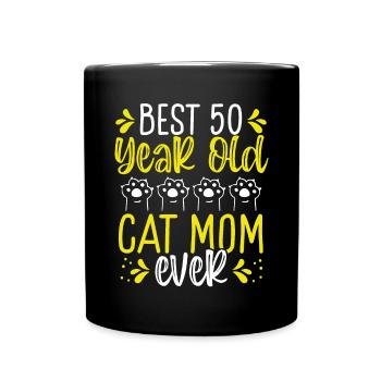 Best 50 Year Old Cat Mom Cat Mother 50th Birthday - Full Colour Mug - black - Front