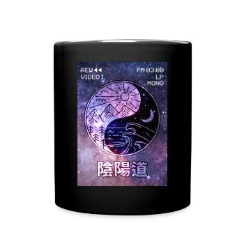 Yin Yang Japanese Vaporwave Aesthetics VCR Geschen - Full Colour Mug - black - Front