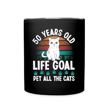 50 Year Old Cat Dad Pet Cat Mom 50th Birthday - Full Colour Mug - black - Front