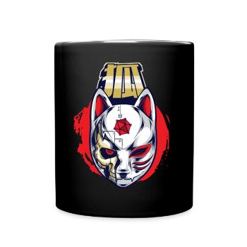 Cyborg Kitsune Maske Fuchs Maske Cyber Punk Cyber - Tasse einfarbig - Schwarz - Vorne