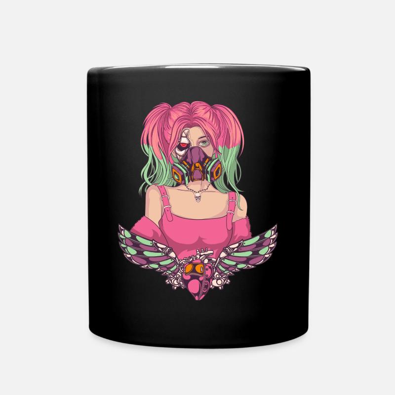 Cyborg Anime Mädchen Cyber Punk Cyber Ästhetisches - Tasse einfarbig - Schwarz