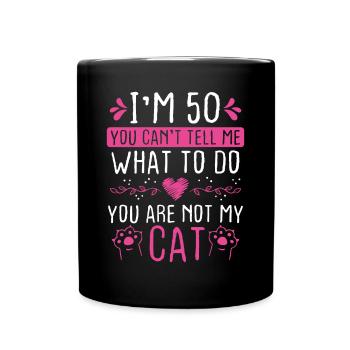 50th Birthday Cat Mom Lover Cat Dad 50 Year Old - Full Colour Mug - black - Front