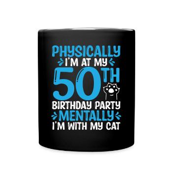 50 Year Old Cat Dad with my Cat Mom 50th Birthday - Full Colour Mug - black - Front