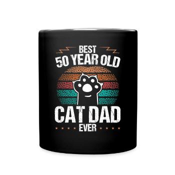 Best 50 Year Old Cat Dad Cat Father 50th Birthday - Full Colour Mug - black - Front