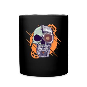 Cyborg Skull Cyber Punk Cyber Aesthetics Gift - Full Colour Mug - black - Front