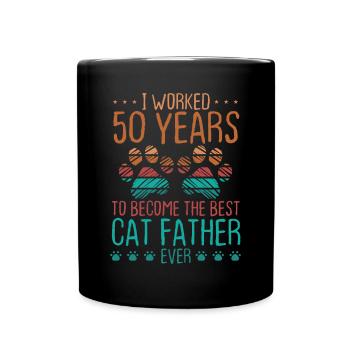 50 Year Old Dad 50 Years Cat Father 50th Birthday - Full Colour Mug - black - Front