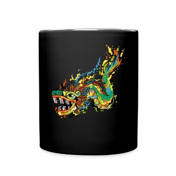 Quetzalcoatl Aquarelle Ancien Serpent Aztèque Gesch - Mug uni - noir - Devant
