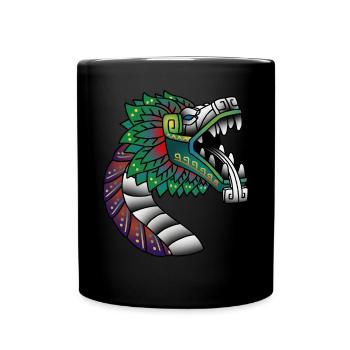 Quetzalcoatl Ancient Aztec feathered snake - Full Colour Mug - black - Front