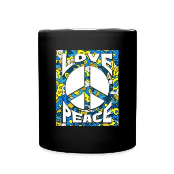 Peace Love Ukraine - Tasse einfarbig - Schwarz - Vorne