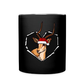 Cracked antelope with Christmas cap hole - Full Colour Mug - black - Front