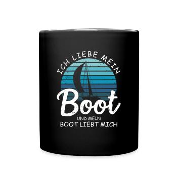 Ich liebe mein Boot und mein Boot Liebt Mich - Tasse einfarbig - Schwarz - Vorne