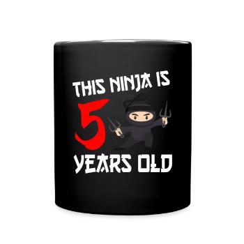 Ninja 5th Birthday - Full Colour Mug - black - Front