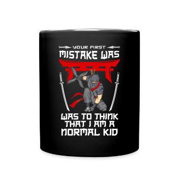 Ninja Tshirt Kinder Herren Ninjutsu - Tasse einfarbig - Schwarz - Vorne