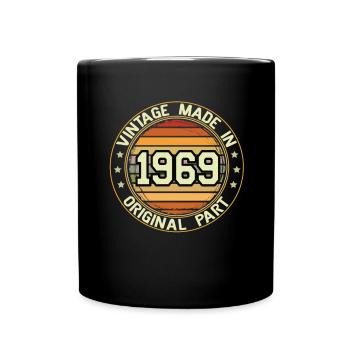 Vintage Made In 1969 Original Part Birthday 1969 - Full Colour Mug - black - Front