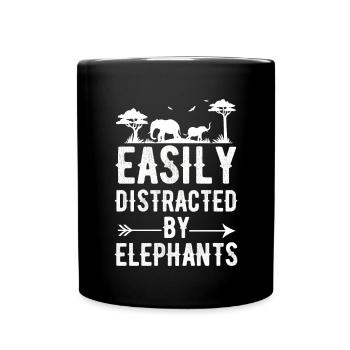 Elefant Elefanten Elephant Rüsseltier Zoo Zirkus - Tasse einfarbig - Schwarz - Vorne