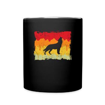Wolf Retro - Tasse einfarbig - Schwarz - Vorne
