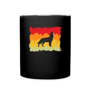 Wolf Retro - Tasse einfarbig - Schwarz - Vorne
