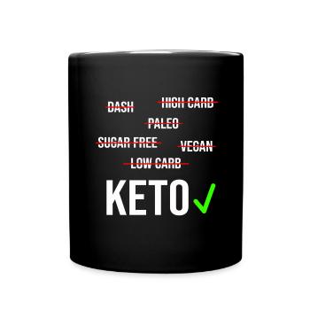 Keto Diet Carbohydrates Ketosis Calories Bacon Eggs - Full Colour Mug - black - Front