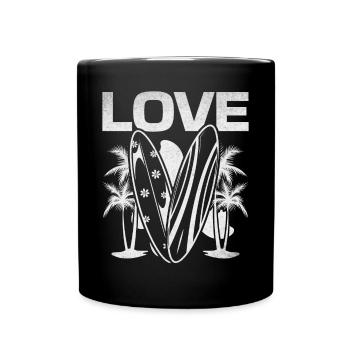 Surfen Surfbrett Surfer Wellenreiten Wassersurfen - Tasse einfarbig - Schwarz - Vorne