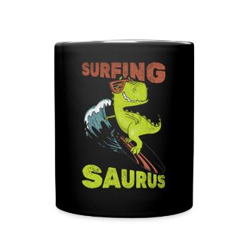 Surf Saurus Wave Surf Dinosaure Funnier - Mug uni - noir - Devant