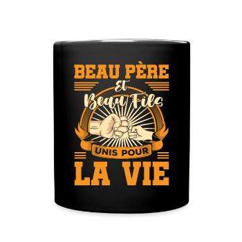 Cadeau beau père beau fils unis pour la vie check - Mug uni - noir - Devant