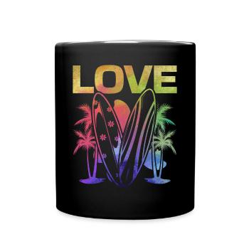 Wave Surfing Surfboard Surfer Wassersurfen Liebe - Tasse einfarbig - Schwarz - Vorne