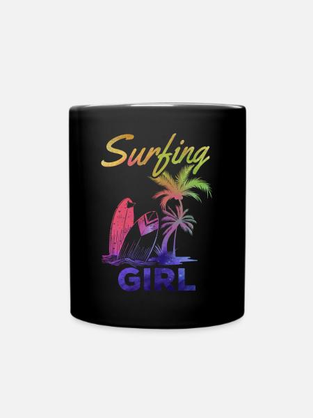 Surfboard Surfer Wave Surfen Mädchen Surfen - Tasse einfarbig - Schwarz