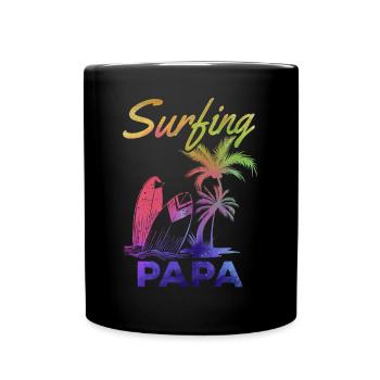 Wave Surfen Papa Surfen Papa Surfbrett Surfer Papa - Tasse einfarbig - Schwarz - Vorne