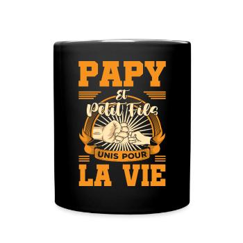 Papy et petit fils unis pour la vie fête des papy - Mug uni - noir - Devant