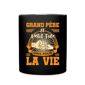 Cadeau grand père et petit fils unis pour la vie - Mug uni - noir - Devant